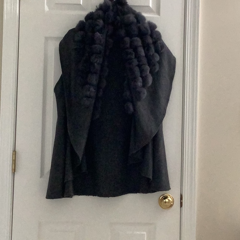 Neiman Marcus Rabbit Trimmed Cape/Vest